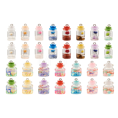 Cheriswelry 60Pcs 15 Style Wish Glass Bottle Pendants CRES-CW0001-08-1