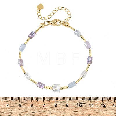Gradient Color Electroplate Glass and Brass Tube Beaded Bracelets BJEW-JB14501-1