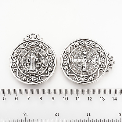 Tibetan Style Alloy Pendants X-TIBEP-Q078-01AS-RS-1