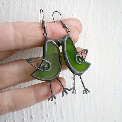 Bird Alloy Resin Dangle Earrings FS-WG8BC40-01-1