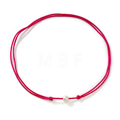 Imitation Pearl White Potato Pendant Adjustable Waxed Cord Necklaces for Women OH8963-6-1