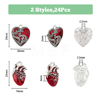 DICOSMETIC 24Pcs 2 Style Alloy Enamel Pendants FIND-DC0004-54-1