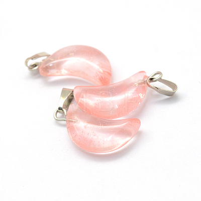 Moon Cherry Quartz Glass Pendants G-Q369-02-1