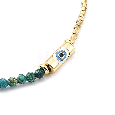 Adjustable Miyuki Seed & Natural African Turquoise & Brass Evil Eye Beaded Necklaces NJEW-O127-03-1