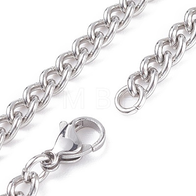 304 Stainless Steel Curb Chains Necklace for Men Women NJEW-JN03846-03-1