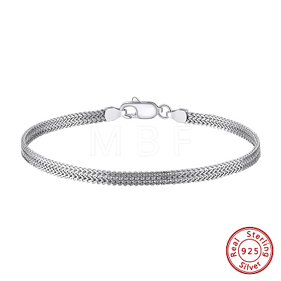 925 Sterling Silver Wheat Chain Bracelets for Women BJEW-A037-09P-1