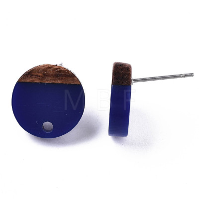 Opaque Resin & Walnut Wood Stud Earring Findings MAK-N032-007A-B01-1