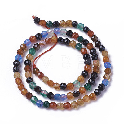 Natural Multi-Color Agate Beads Strands G-F596-36-3mm-1