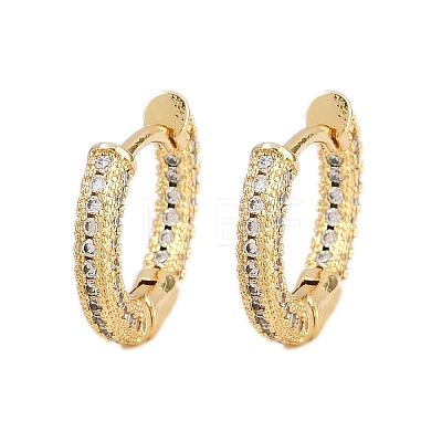 Brass Micro Pave Clear Cubic Zirconia Hoop Earrings EJEW-L275-06G-1