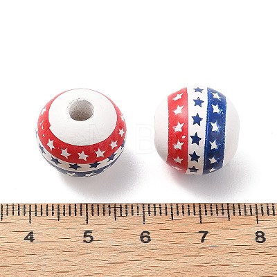 Independence Day Themes Wood European Beads WOOD-I014-01C-1