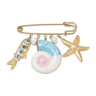 Marine Animal 304 Stainless Steel Enamel Pendant Brooches SA-E001-04G-A-1