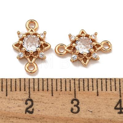 Brass Cubic Zirconia Star Connector Charms KK-U037-32G-01-1