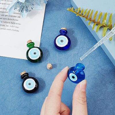 4Pcs 4 Colors Handmade Lampwork Perfume Bottle Pendants LAMP-FH0001-02-1