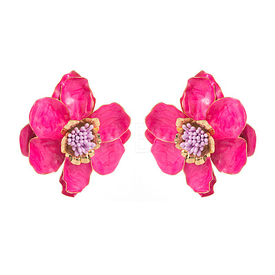 Flower Alloy Enamel Stud Earrings FS-WG5F23F-01-1