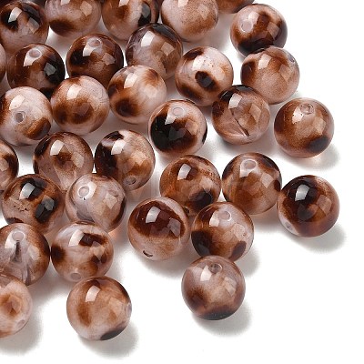 Opaque Acrylic Imitation Leopard Print Beads OACR-B052-10-1