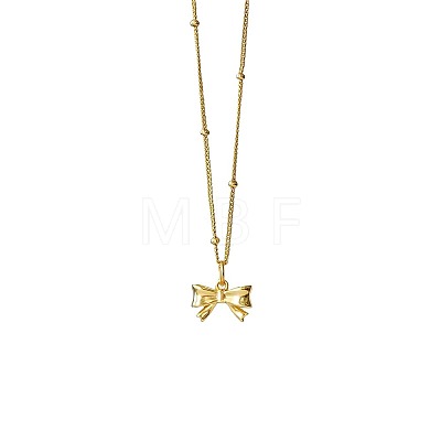 Bowknot Brass Pendant Necklaces for Women WG5C793-03-1