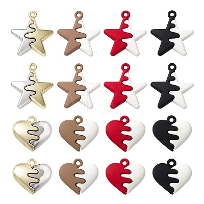 16Pcs 8 Style Spray Painted Alloy Pendants FIND-LS0001-63-1