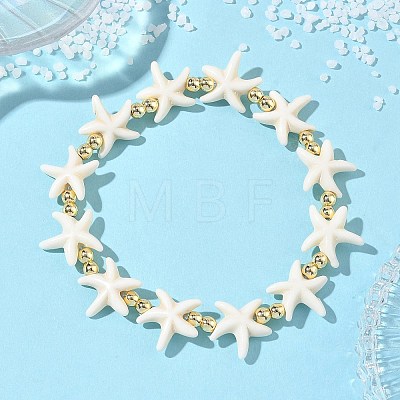 Synthetic Turquoise & Non-magnetic Hematite Beads Stretch Bracelets for Women Men BJEW-JB13727-02-1