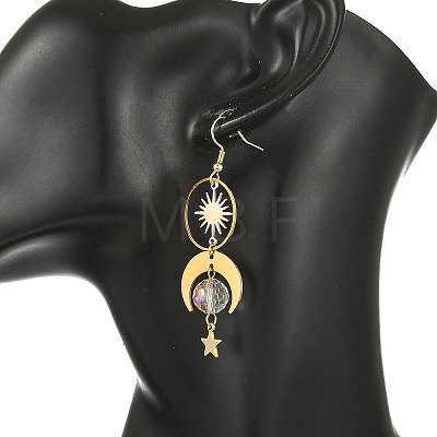 Celestial Brass & 304 Stainless Steel Dangle Drop Earrings for Women EJEW-JE07345-01-1