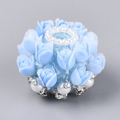 Acrylic with Resin Iron Rhinestone ABS Imitation Pearl Beads OACR-T031-04B-1