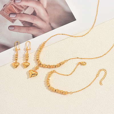 Heart Brass Bracelets & Earrings & Necklaces Sets for Women VB4825-1