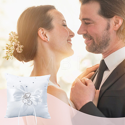 Square Polyester with Tribute Silk Wedding Finger Ring Display Pillow DIY-GF0014-14-1