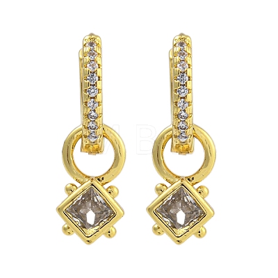 Rack Plating Brass Pave Clear Cubic Zirconia Hoop Earrings for Women EJEW-G410-47G-1