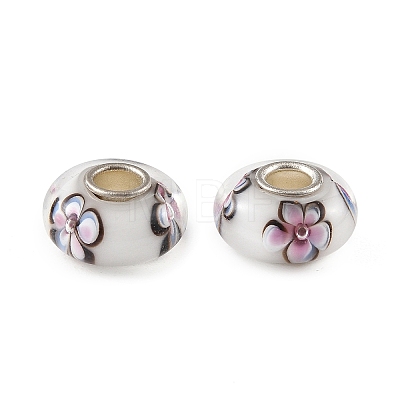 Lampwork & Brass Core European Beads LAMP-P019-01P-25-1