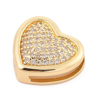 Brass Micro Pave Cubic Zirconia Slide Charms ZIRC-I068-02G-A-1