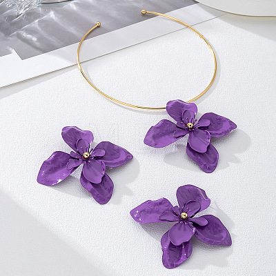 Alloy Stud Earrings & Charm Choker Sets WG3F7DF-01-1