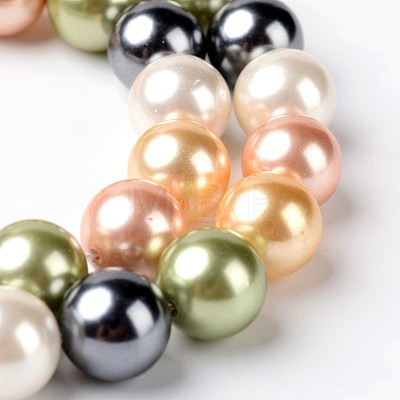 Round Shell Pearl Bead Strands BSHE-E007-8mm-M-1