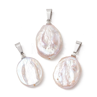 Natural Nucleated Baroque Keshi Pearl Pendants PALLOY-JF05470-02-1