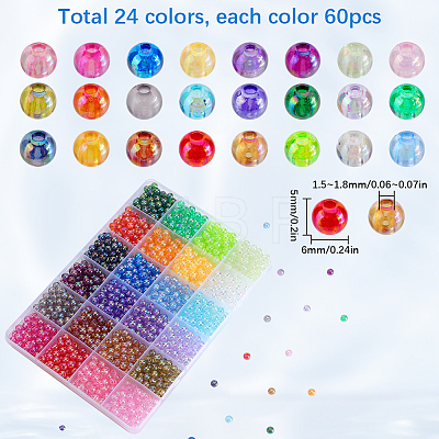1440Pcs 24 Colors Transparent Acrylic Beads MACR-SP0001-51B-1