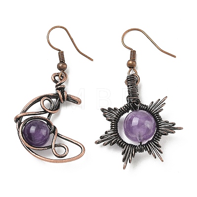 Natural Amethyst Dangle Earrings G-H359-07R-09-1