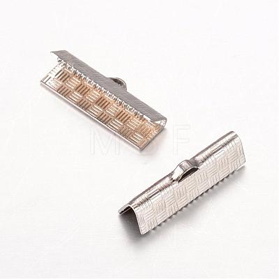 Tarnish Resistant Rectangle 304 Stainless Steel Ribbon Crimp Ends STAS-L183-06-1