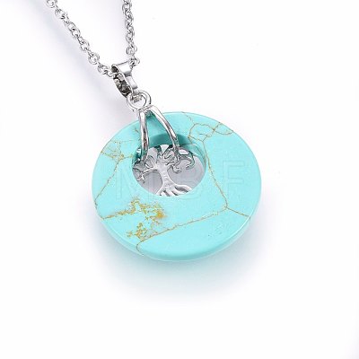 Synthetic Turquoise Pendant Necklaces NJEW-P228-A05-1