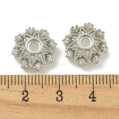 Rack Plating Brass Micro Pave Clear Cubic Zirconia Bead Caps KK-K386-09B-P-1