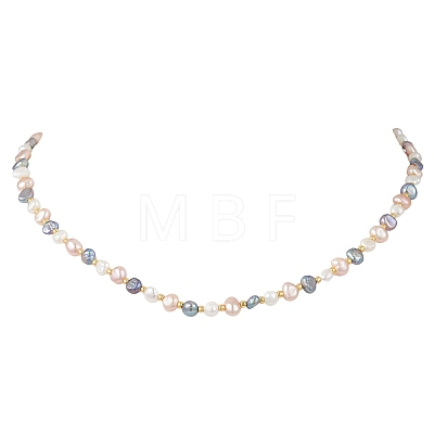 Natural Baroque Keshi Pearl Two Sides Polished Beaded Necklaces for Women NJEW-JN05824-1