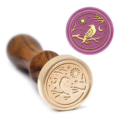 Brass Wax Seal Stamp with Handle AJEW-WH0184-1128-1