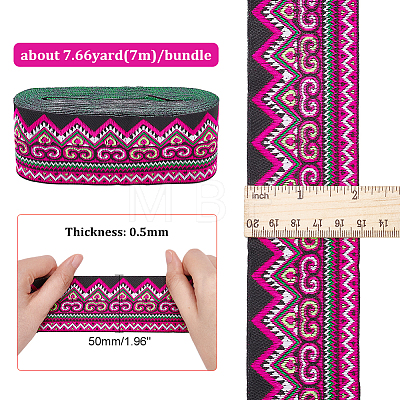 Ethnic Style Embroidery Polyester Ribbon OCOR-WH0047-84B-1