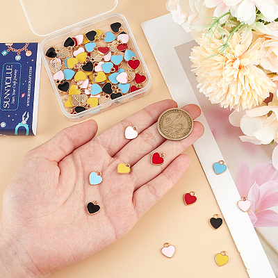 100Pcs 5 Colors Alloy Enamel Charms ENAM-SC0005-32-1