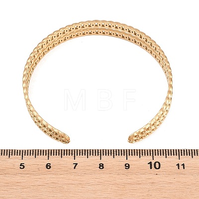 Hollow 304 Stainless Steel Open Cuff Bangles for Women BJEW-F547-02G-1