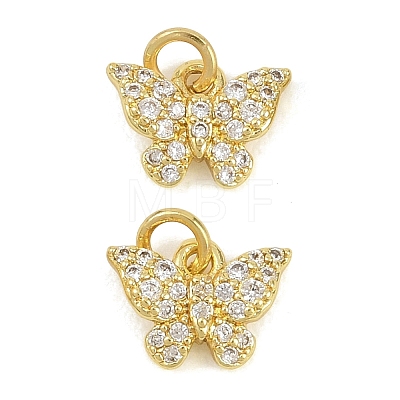 Brass Micro Pave Clear Cubic Zirconia Charms KK-D218-26G-05-1