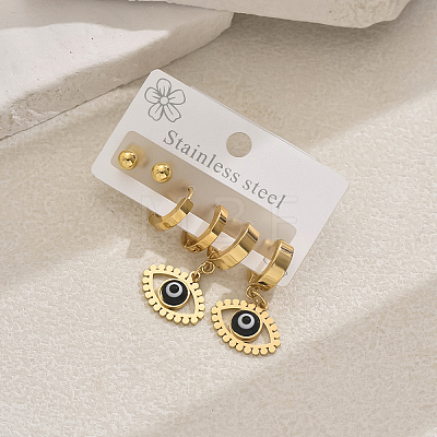 Stainless Steel Hollow Evil Eye Pendant Earrings Sets IZ8037-1