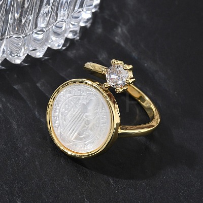 Brass Micro Pave Clear Cubic Zirconia Cuff Open Rings KK-CBA56EF-41A-G-1