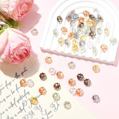 60Pcs 6 Colors Electroplate Transparent Glass Beads EGLA-YW0005-78-1
