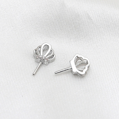 Brass Micro Pave Clear Cubic Zirconia Crown Head Pins BAPE-PW0002-23A-02-1
