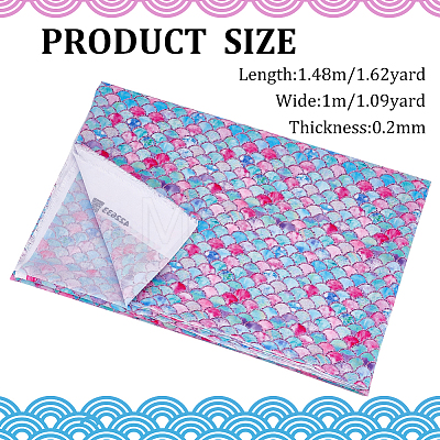 Fish Scale Pattern Polyester-Cotton Fabric DIY-WH0430-114B-1