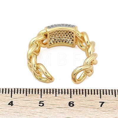 Brass Micro Pave Cubic Zirconia Open Cuff Ring for Women RJEW-F177-03GP-05-1