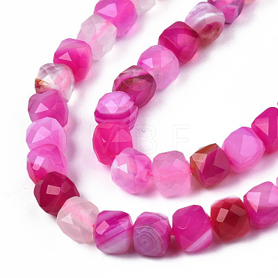 Natural Banded Agate/Striped Agate Beads Strands G-S359-374B-1